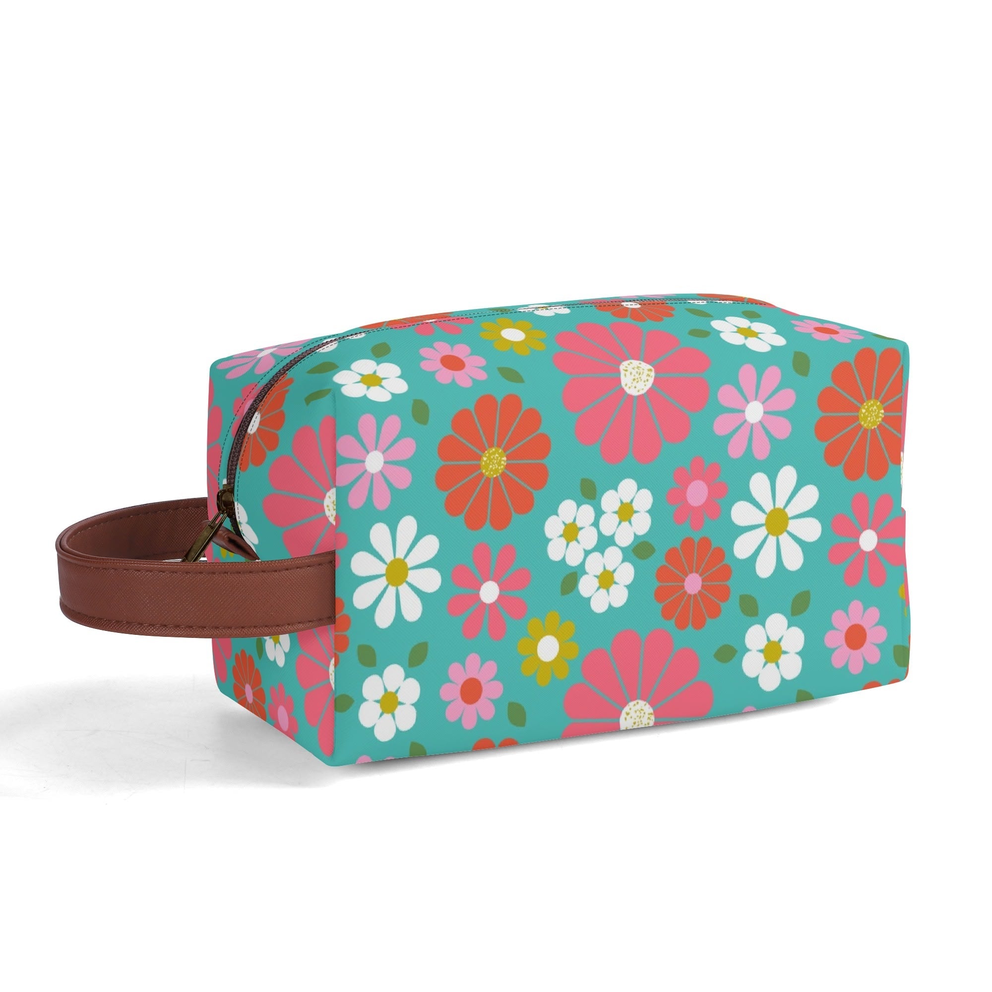 Kate McEnroe New York Retro Groovy 60s Floral Cosmetic Bag, MCM Daisy Toiletry Bag, Vintage Flower Power Travel CaseCosmetic &amp; Toiletry BagsN2M4MEKN - 1