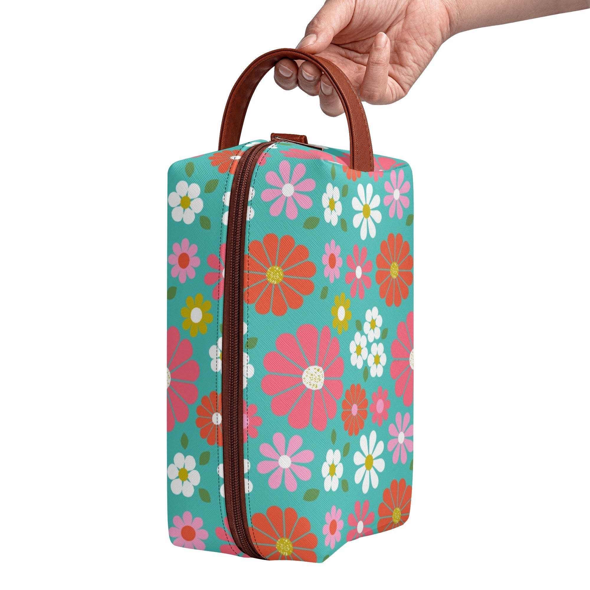 Kate McEnroe New York Retro Groovy 60s Floral Cosmetic Bag, MCM Daisy Toiletry Bag, Vintage Flower Power Travel CaseCosmetic &amp; Toiletry BagsN2M4MEKN - 1