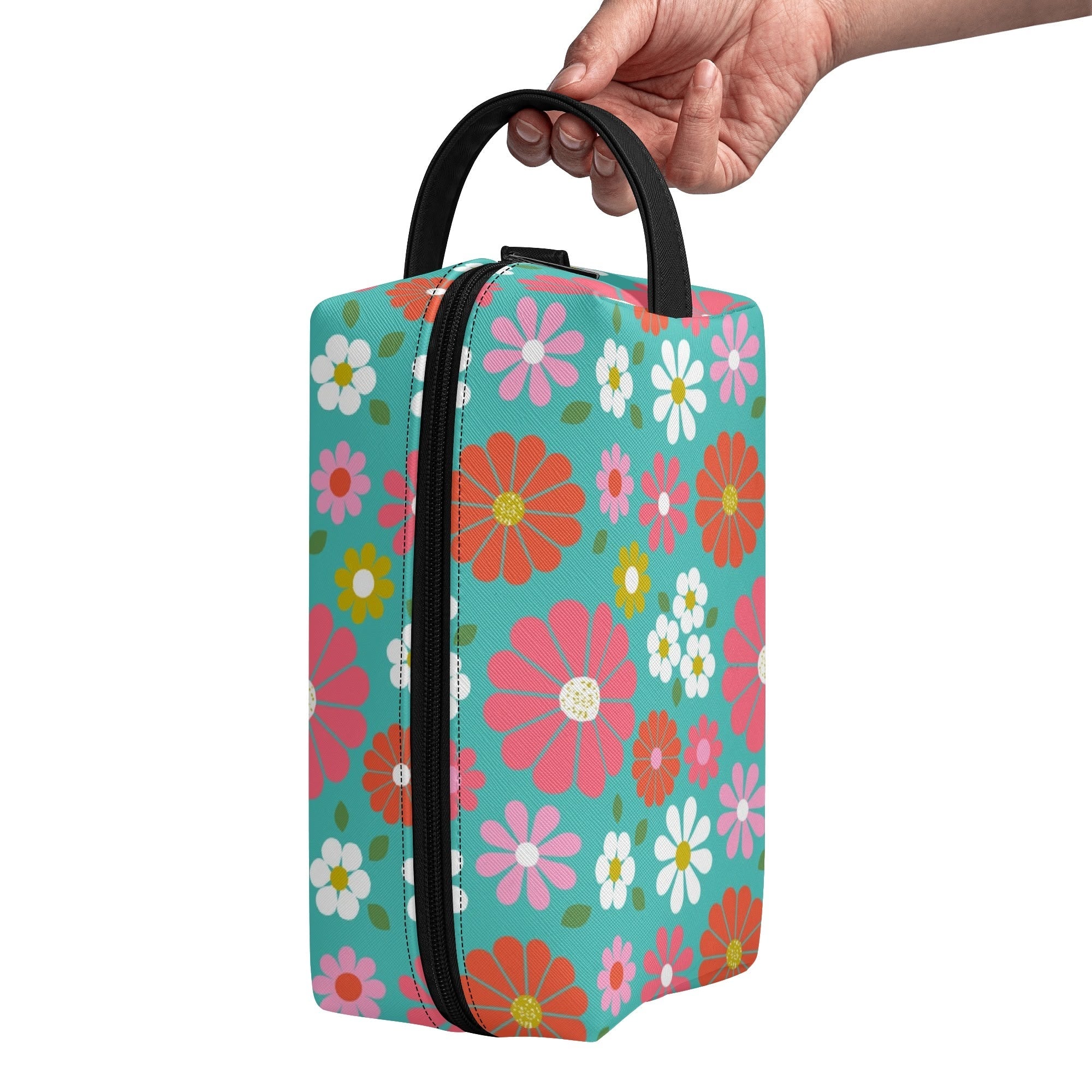 Kate McEnroe New York Retro Groovy 60s Floral Cosmetic Bag, MCM Daisy Toiletry Bag, Vintage Flower Power Travel CaseCosmetic &amp; Toiletry BagsN2M4MEKN - 2