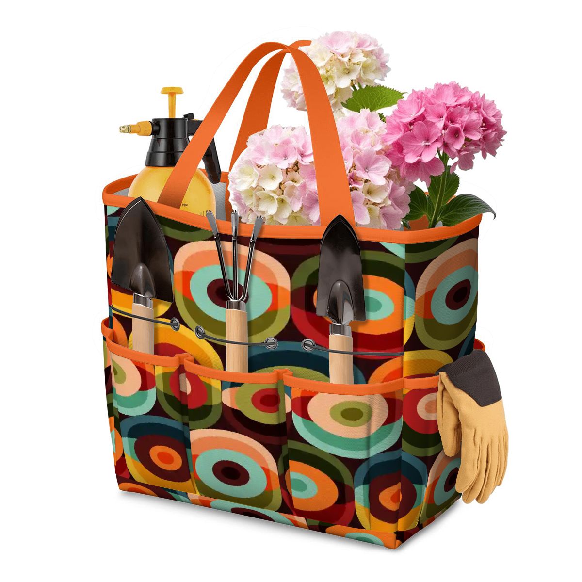 Kate McEnroe New York Retro Groovy 70s Orb Earth Tones Garden Tool BagGarden Tool BagC4Sar1dLgd