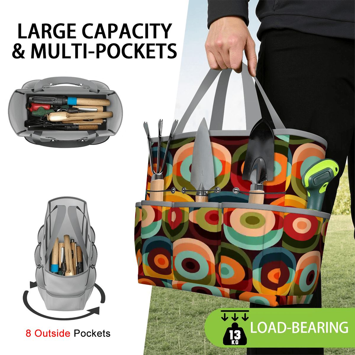 Kate McEnroe New York Retro Groovy 70s Orb Earth Tones Garden Tool BagGarden Tool BagO3mBmyWllh
