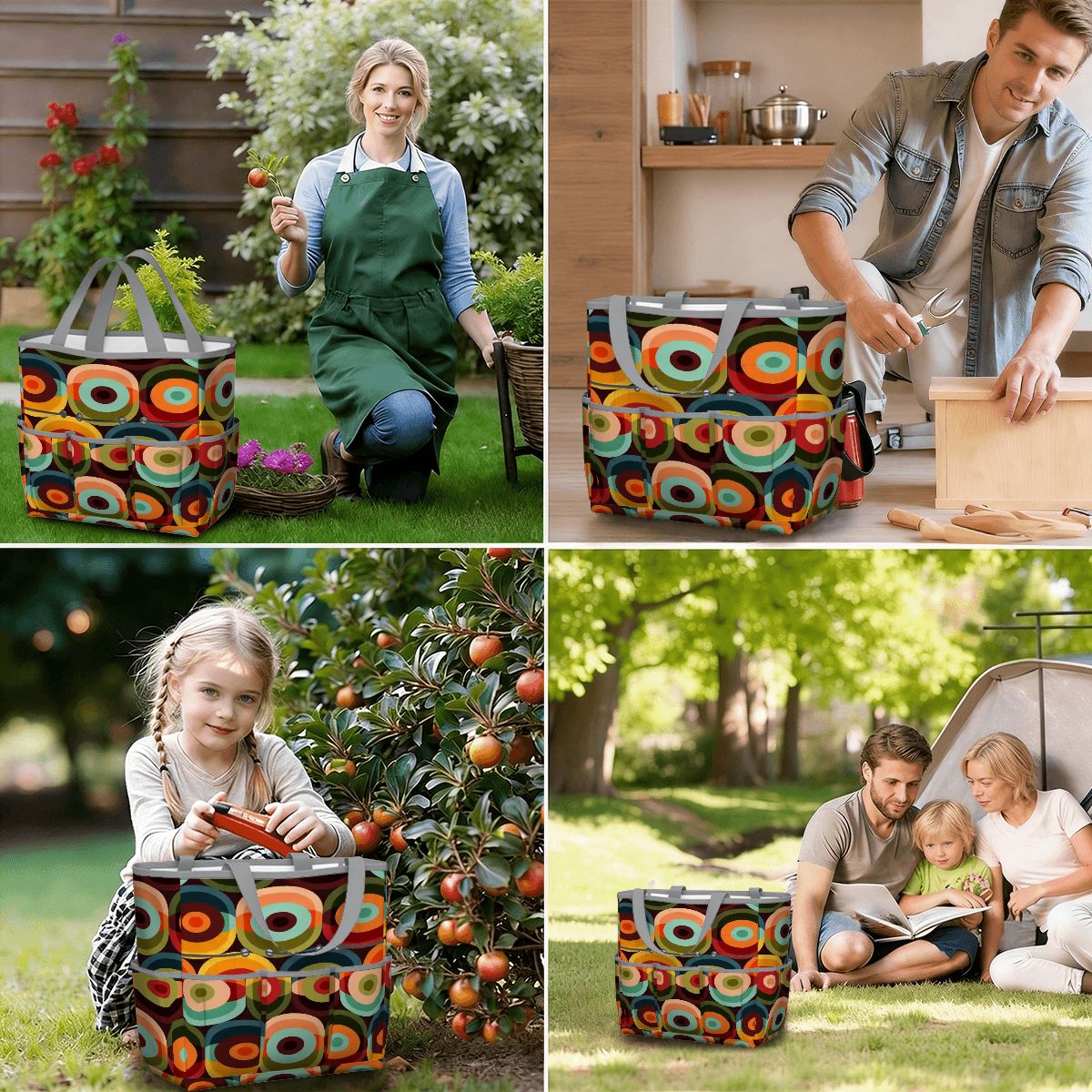 Kate McEnroe New York Retro Groovy 70s Orb Earth Tones Garden Tool BagGarden Tool BagO3mBmyWllh