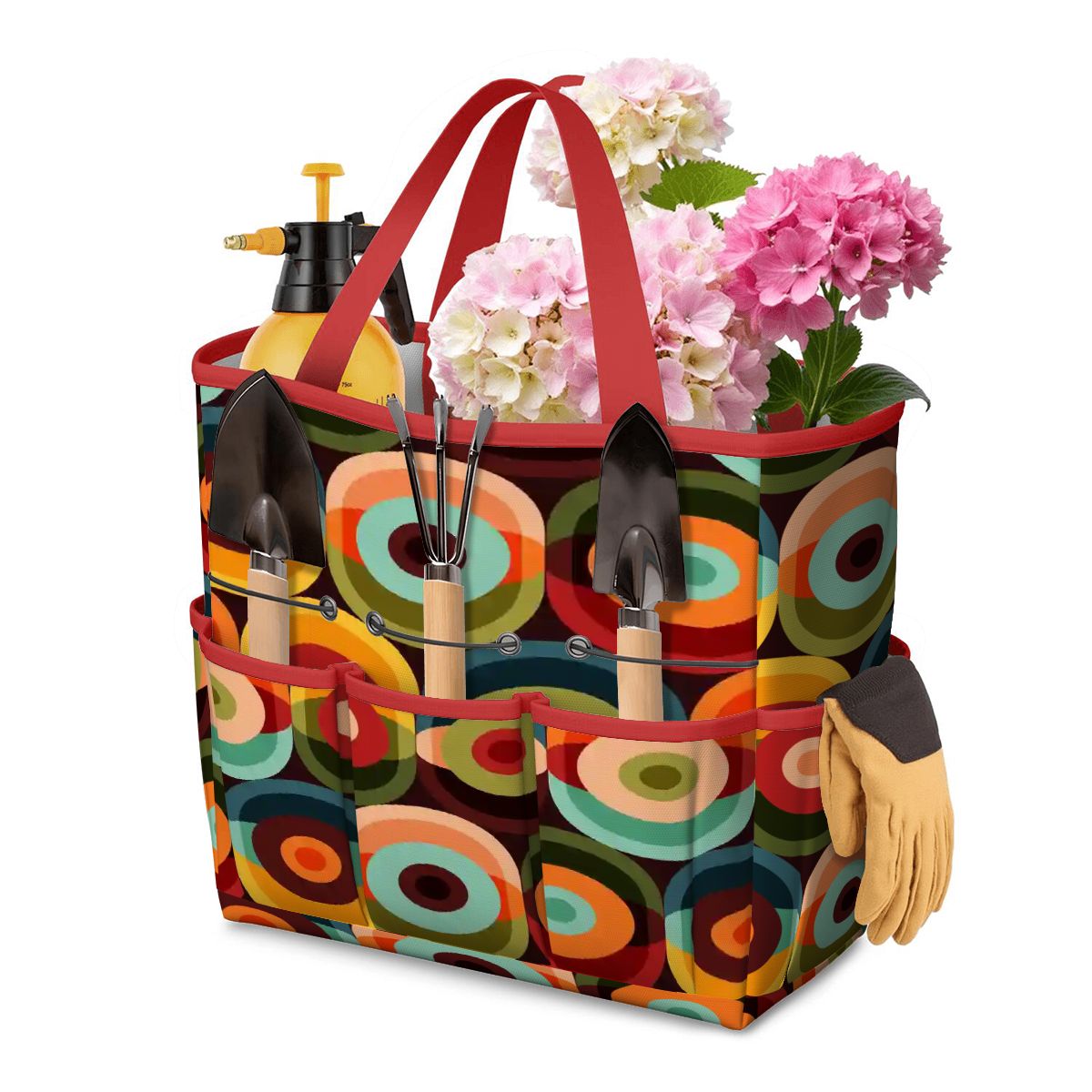 Kate McEnroe New York Retro Groovy 70s Orb Earth Tones Garden Tool BagGarden Tool BagsZsPlVT7kd