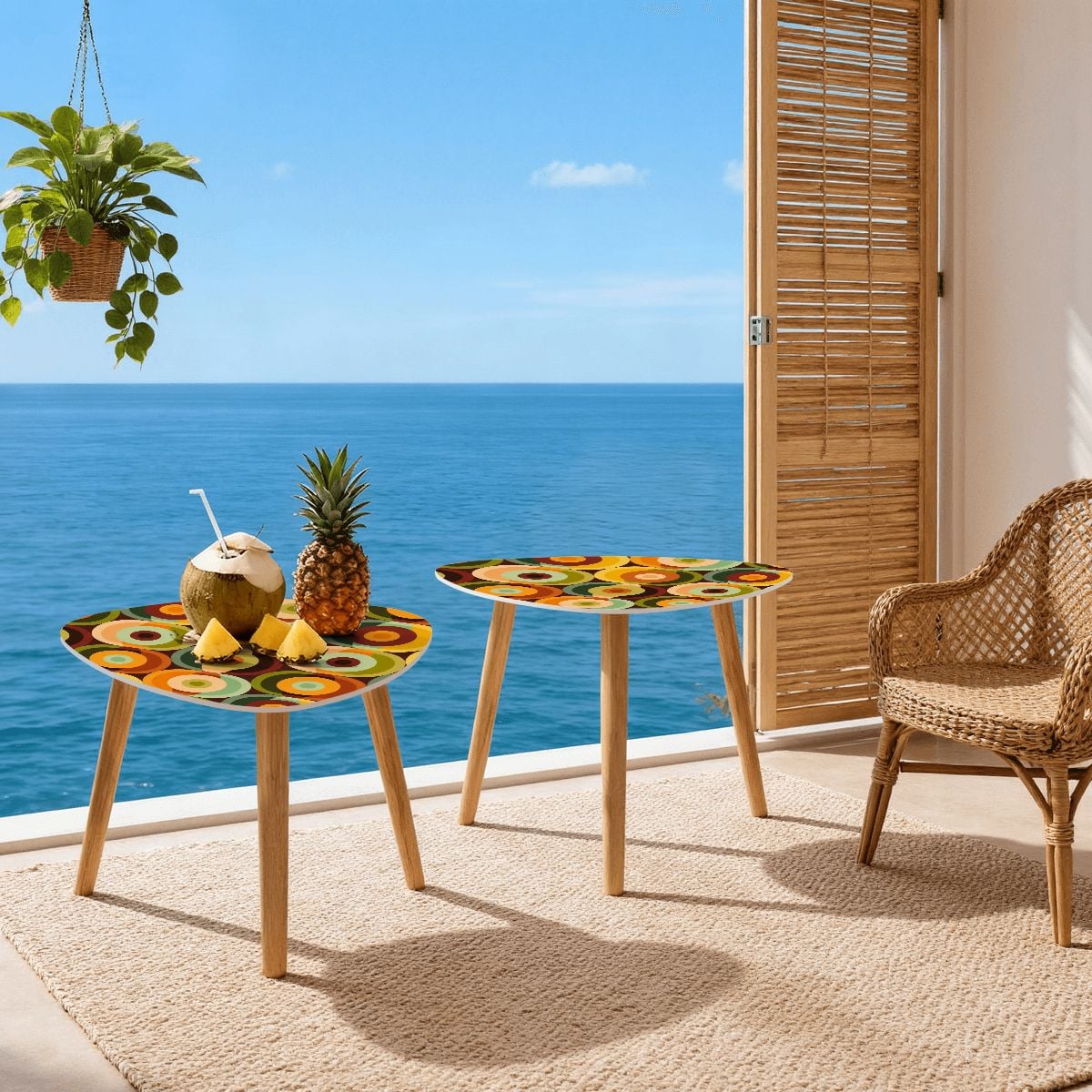 Kate McEnroe New York Retro Groovy 70s Orb Earth Tones MCM Nesting TablesNesting Tables7nE428uOMZ