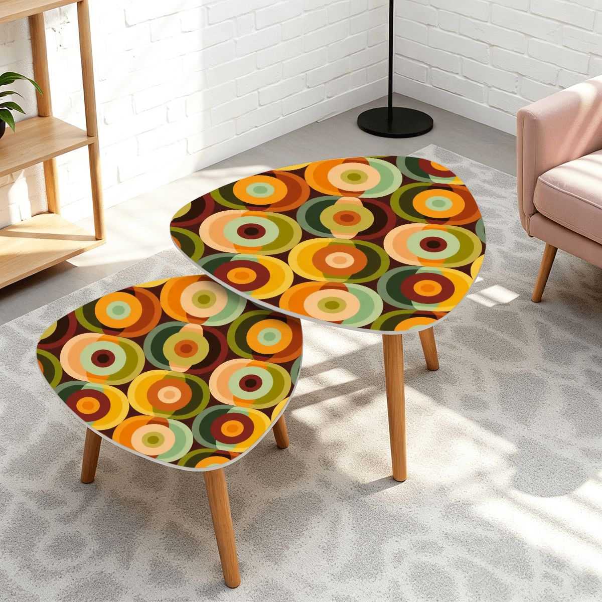 Kate McEnroe New York Retro Groovy 70s Orb Earth Tones MCM Nesting TablesNesting Tables7nE428uOMZ