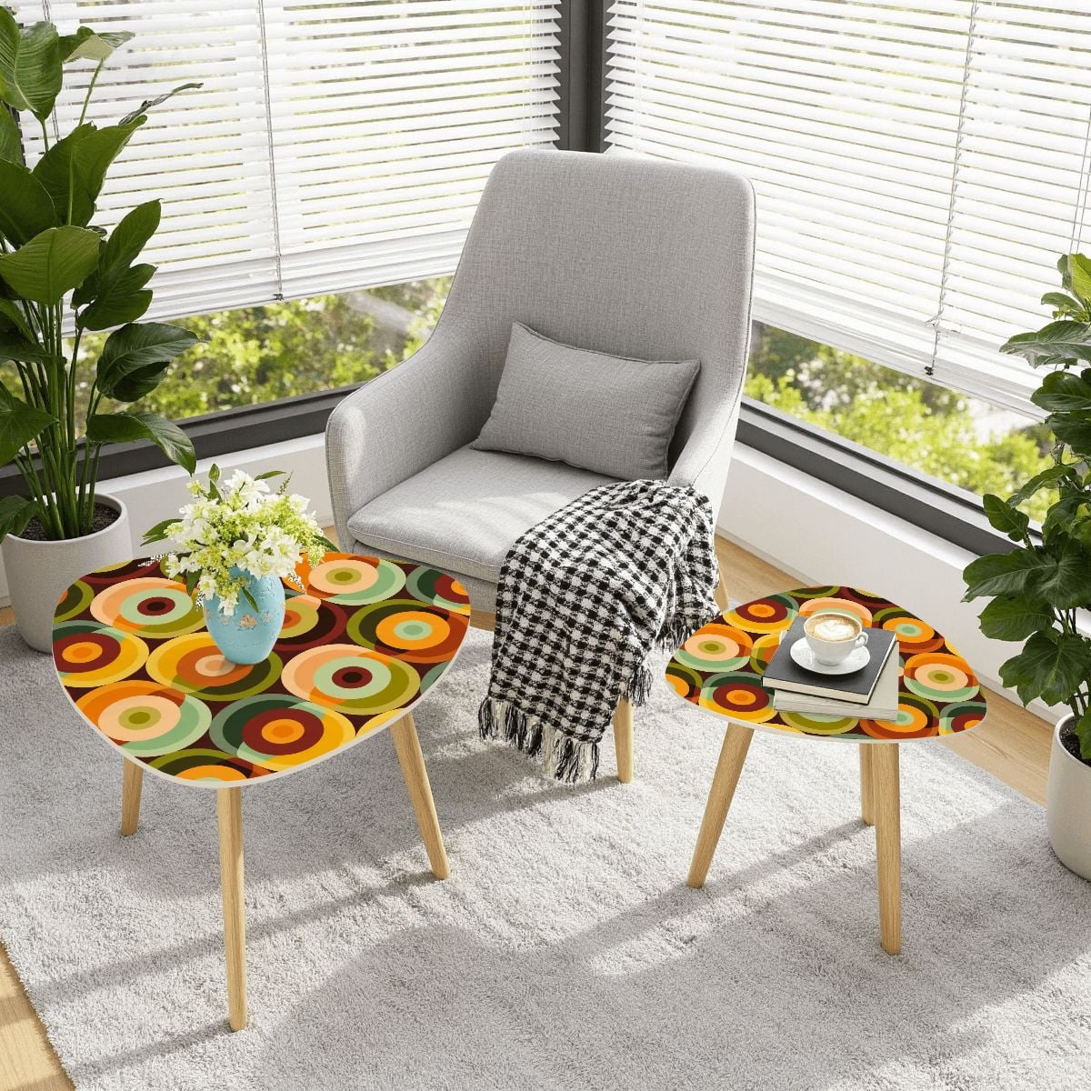 Kate McEnroe New York Retro Groovy 70s Orb Earth Tones MCM Nesting TablesNesting Tables7nE428uOMZ