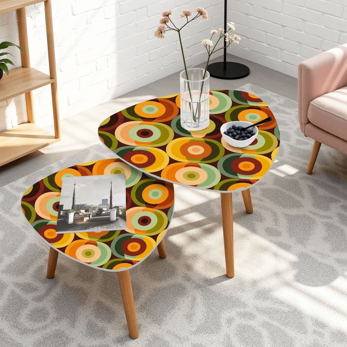 Kate McEnroe New York Retro Groovy 70s Orb Earth Tones MCM Nesting TablesNesting Tables7nE428uOMZ