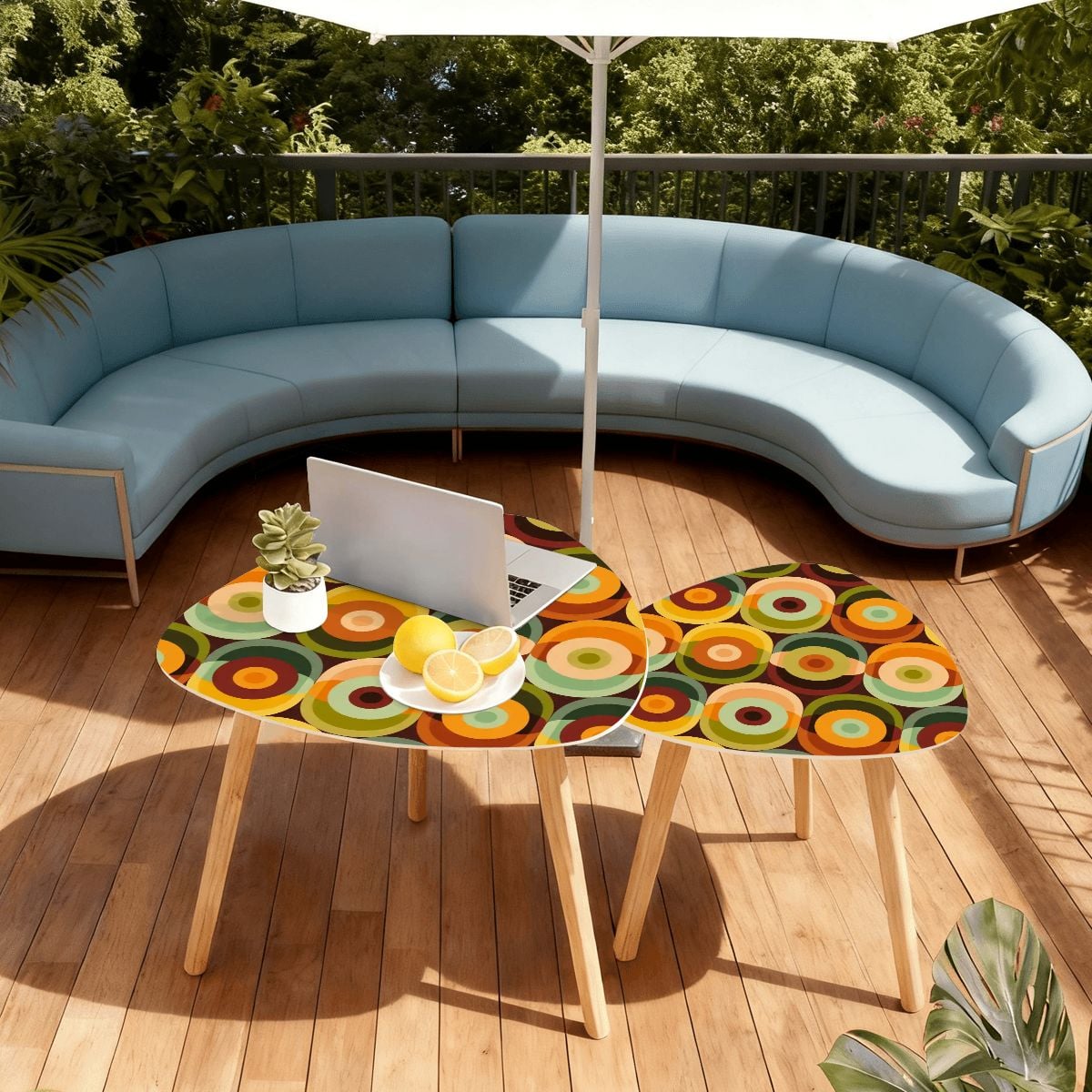 Kate McEnroe New York Retro Groovy 70s Orb Earth Tones MCM Nesting TablesNesting Tables7nE428uOMZ