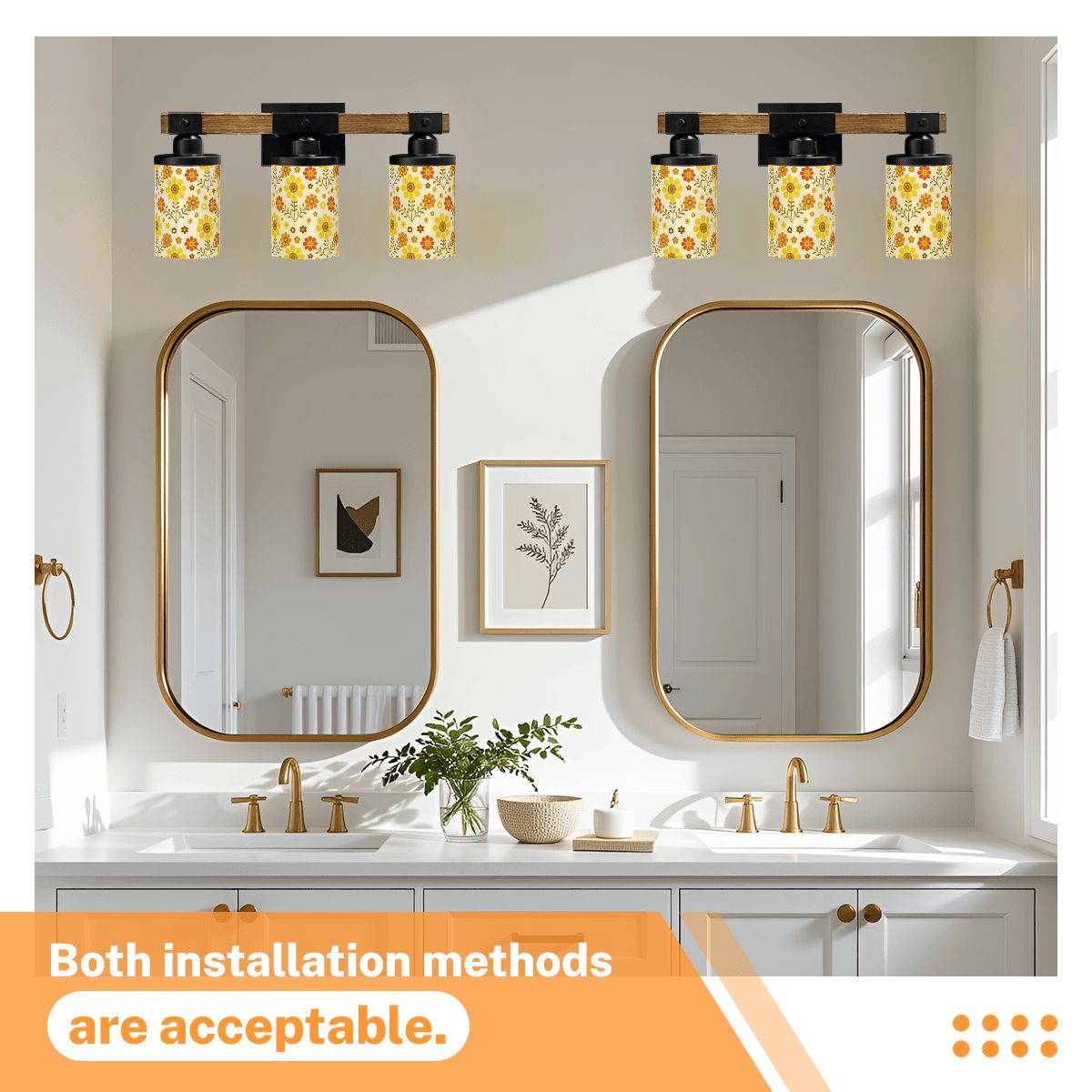 Kate McEnroe New York Retro Groovy Daisy Floral Vanity Light, MCM 70s Bathroom FixtureVanity Light FixturesLNGxRPEoUW