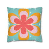 Kate McEnroe New York Retro Groovy Daisy Flower Power Throw Pillowcase, Mid Century Modern Starburst Coral, Aqua Blue, Mustard Yellow Accent Pillow CoverThrow Pillow Covers16464659595850168792