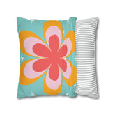 Kate McEnroe New York Retro Groovy Daisy Flower Power Throw Pillowcase, Mid Century Modern Starburst Coral, Aqua Blue, Mustard Yellow Accent Pillow CoverThrow Pillow Covers16464659595850168792