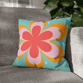 Kate McEnroe New York Retro Groovy Daisy Flower Power Throw Pillowcase, Mid Century Modern Starburst Coral, Aqua Blue, Mustard Yellow Accent Pillow CoverThrow Pillow Covers16464659595850168792