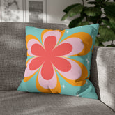 Kate McEnroe New York Retro Groovy Daisy Flower Power Throw Pillowcase, Mid Century Modern Starburst Coral, Aqua Blue, Mustard Yellow Accent Pillow CoverThrow Pillow Covers16464659595850168792