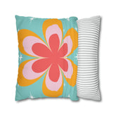 Kate McEnroe New York Retro Groovy Daisy Flower Power Throw Pillowcase, Mid Century Modern Starburst Coral, Aqua Blue, Mustard Yellow Accent Pillow CoverThrow Pillow Covers16464659595850168792