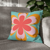 Kate McEnroe New York Retro Groovy Daisy Flower Power Throw Pillowcase, Mid Century Modern Starburst Coral, Aqua Blue, Mustard Yellow Accent Pillow CoverThrow Pillow Covers13598868238530685717