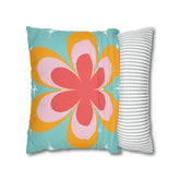 Kate McEnroe New York Retro Groovy Daisy Flower Power Throw Pillowcase, Mid Century Modern Starburst Coral, Aqua Blue, Mustard Yellow Accent Pillow CoverThrow Pillow Covers16464659595850168792