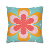 Kate McEnroe New York Retro Groovy Daisy Flower Power Throw Pillowcase, Mid Century Modern Starburst Coral, Aqua Blue, Mustard Yellow Accent Pillow CoverThrow Pillow Covers13598868238530685717