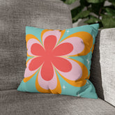 Kate McEnroe New York Retro Groovy Daisy Flower Power Throw Pillowcase, Mid Century Modern Starburst Coral, Aqua Blue, Mustard Yellow Accent Pillow CoverThrow Pillow Covers16464659595850168792