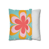 Kate McEnroe New York Retro Groovy Daisy Flower Power Throw Pillowcase, Mid Century Modern Starburst Coral, Aqua Blue, Mustard Yellow Accent Pillow CoverThrow Pillow Covers16464659595850168792