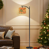 Kate McEnroe New York Retro Groovy Floral Arc Floor Lamp, Mid Century Modern Orange Green Yellow 60s Vibe LightingFloor LampsJIOglDbJLf