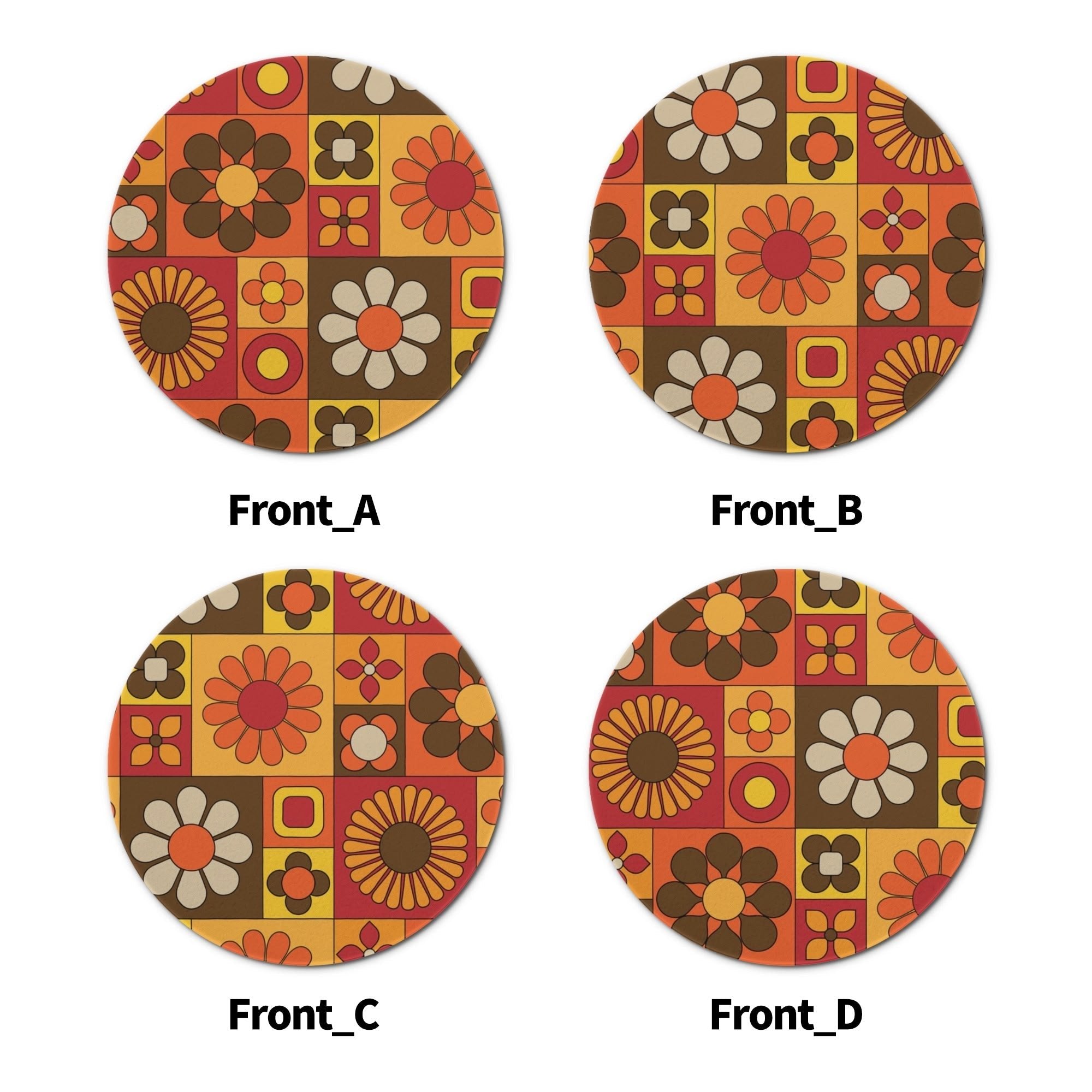 Kate McEnroe New York Retro Groovy Flower Power Ceramic Coaster Set, Mid Century Modern 70s Drinkware, Vintage MCM Mod Table AccentCoastersWDXGM0ZN - 1