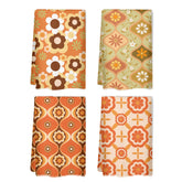 Kate McEnroe New York Retro Groovy Flower Power Dish Towel Set, MCM 70s Geometric Kitchen LinensDish TowelsWLX8726W - 1