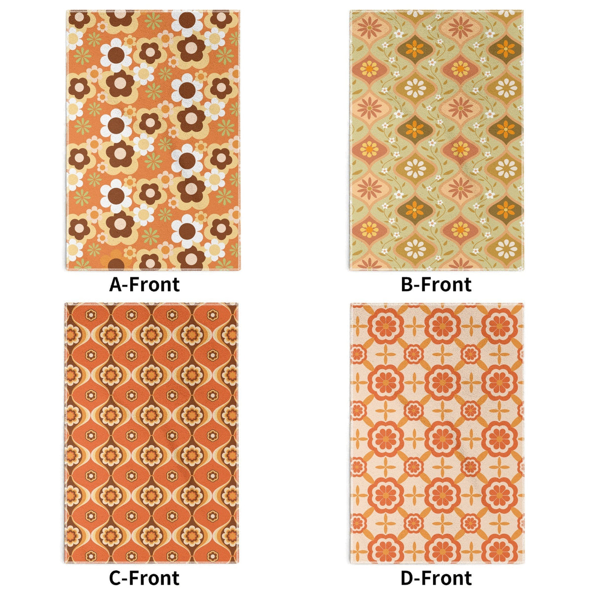 Kate McEnroe New York Retro Groovy Flower Power Dish Towel Set, MCM 70s Geometric Kitchen LinensDish TowelsWLX8726W - 1