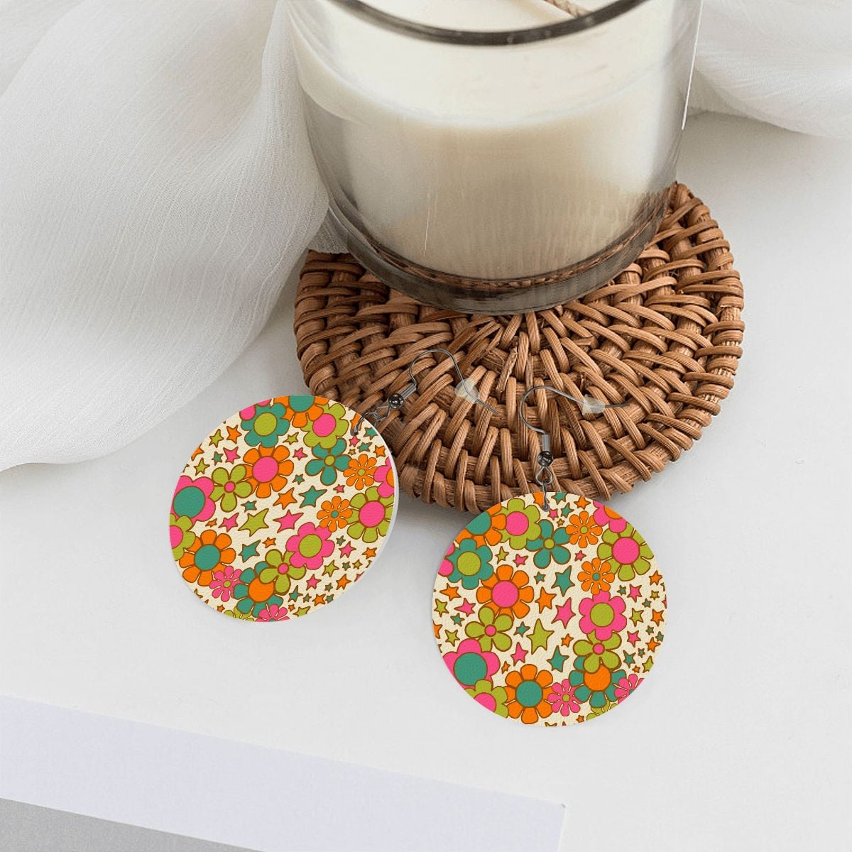 Kate McEnroe New York Retro Groovy Flower Power Drop Round EarringsEarringsi9sShmaipx