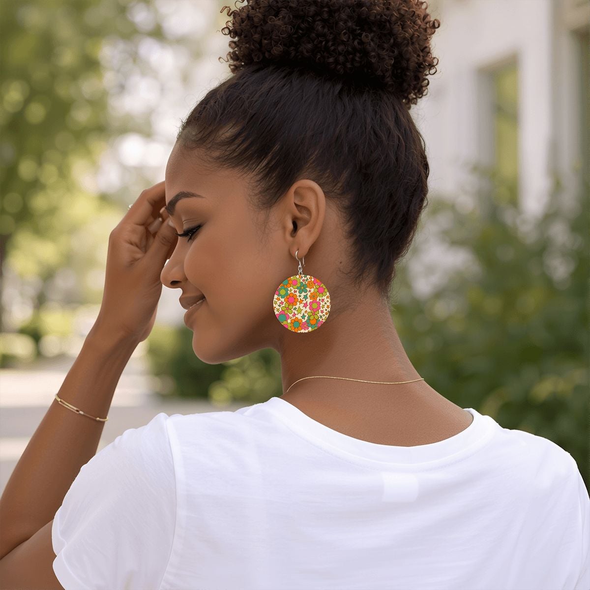 Kate McEnroe New York Retro Groovy Flower Power Drop Round EarringsEarringsi9sShmaipx