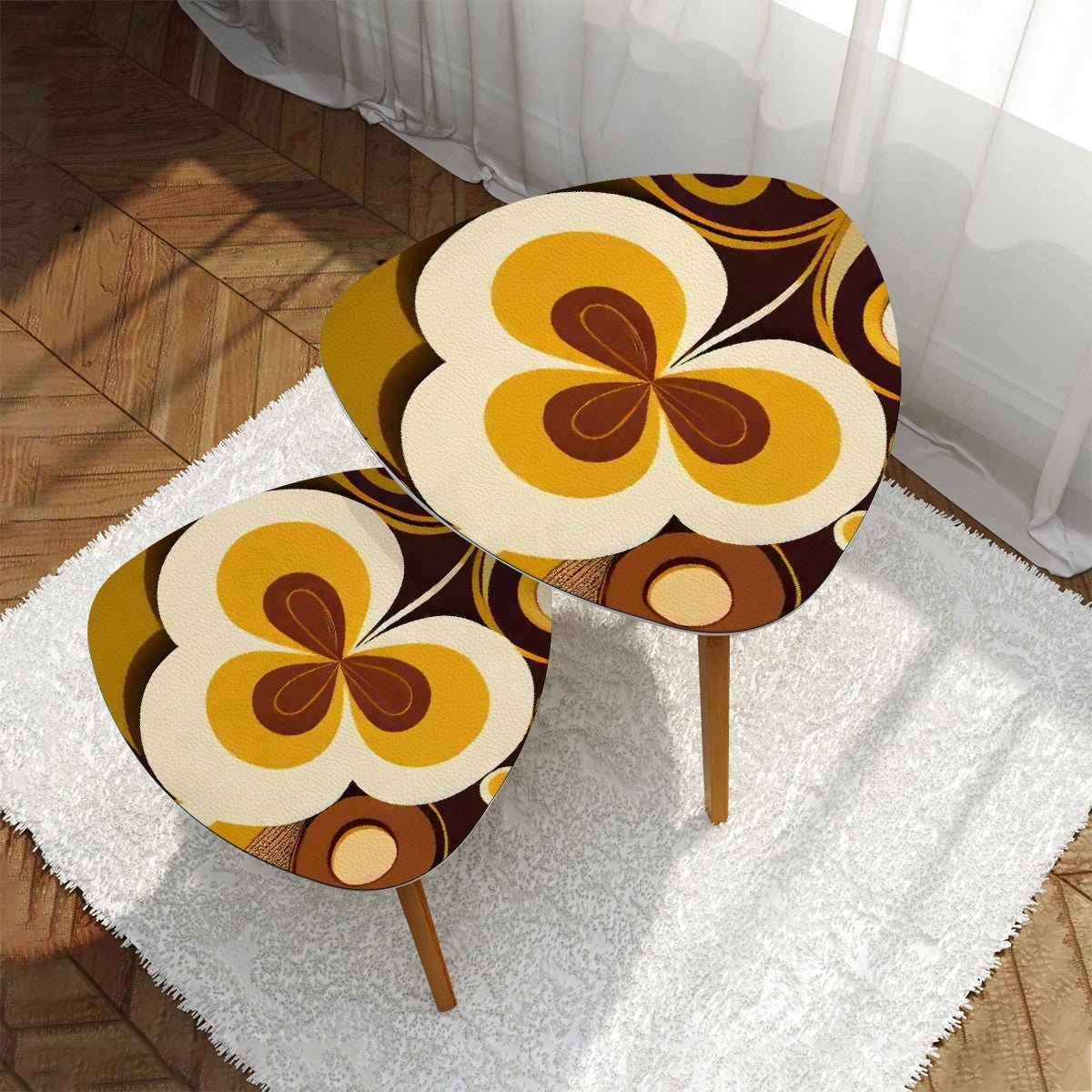 Kate McEnroe New York Retro Groovy Flower Power Nesting Tables, 70s Hippie Floral Side TablesAccent TablesxBJl5JufMf