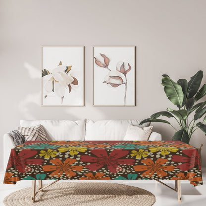 Kate McEnroe New York Retro Groovy Flower Power Tablecloth, Mid Century Modern 50s Boho Bloom Rectangle Dining DecorTablecloths123308