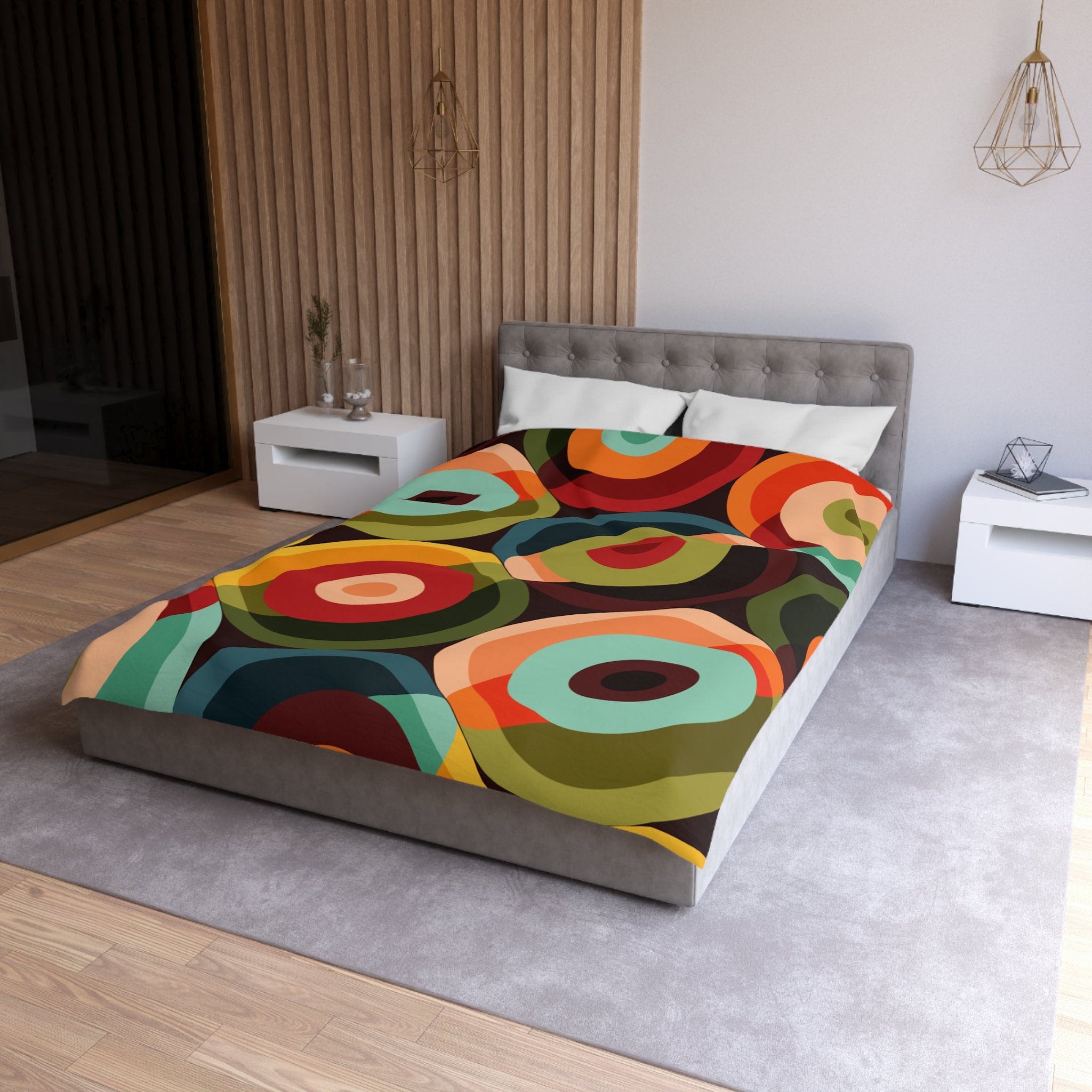 Kate McEnroe New York Retro Groovy Geometric Circle Orbs Duvet Cover, 70s Mid Century Modern Psychedelic Abstract Bedding - 132582823Duvet Covers98964528130970245940