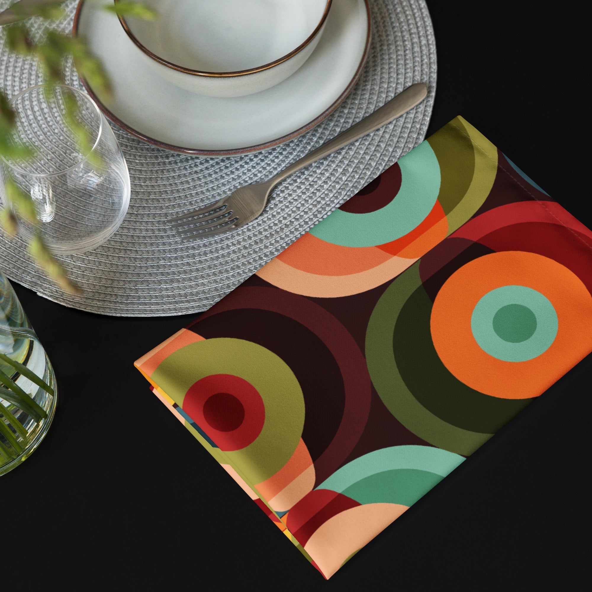 Kate McEnroe New York Retro Groovy Geometric Circle Orbs Set of 4 Cloth Dinner NapkinsNapkinsPMK08.644636