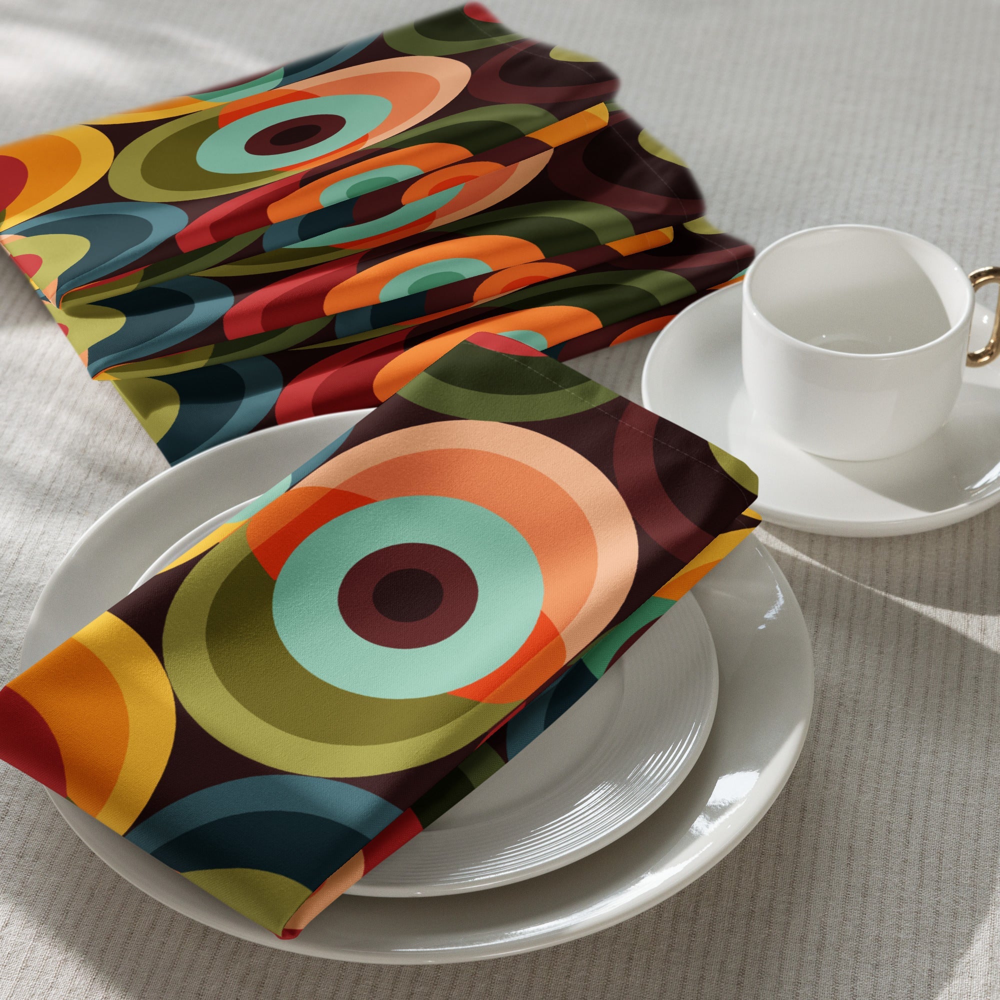 Kate McEnroe New York Retro Groovy Geometric Circle Orbs Set of 4 Cloth Dinner NapkinsNapkinsPMK08.644636