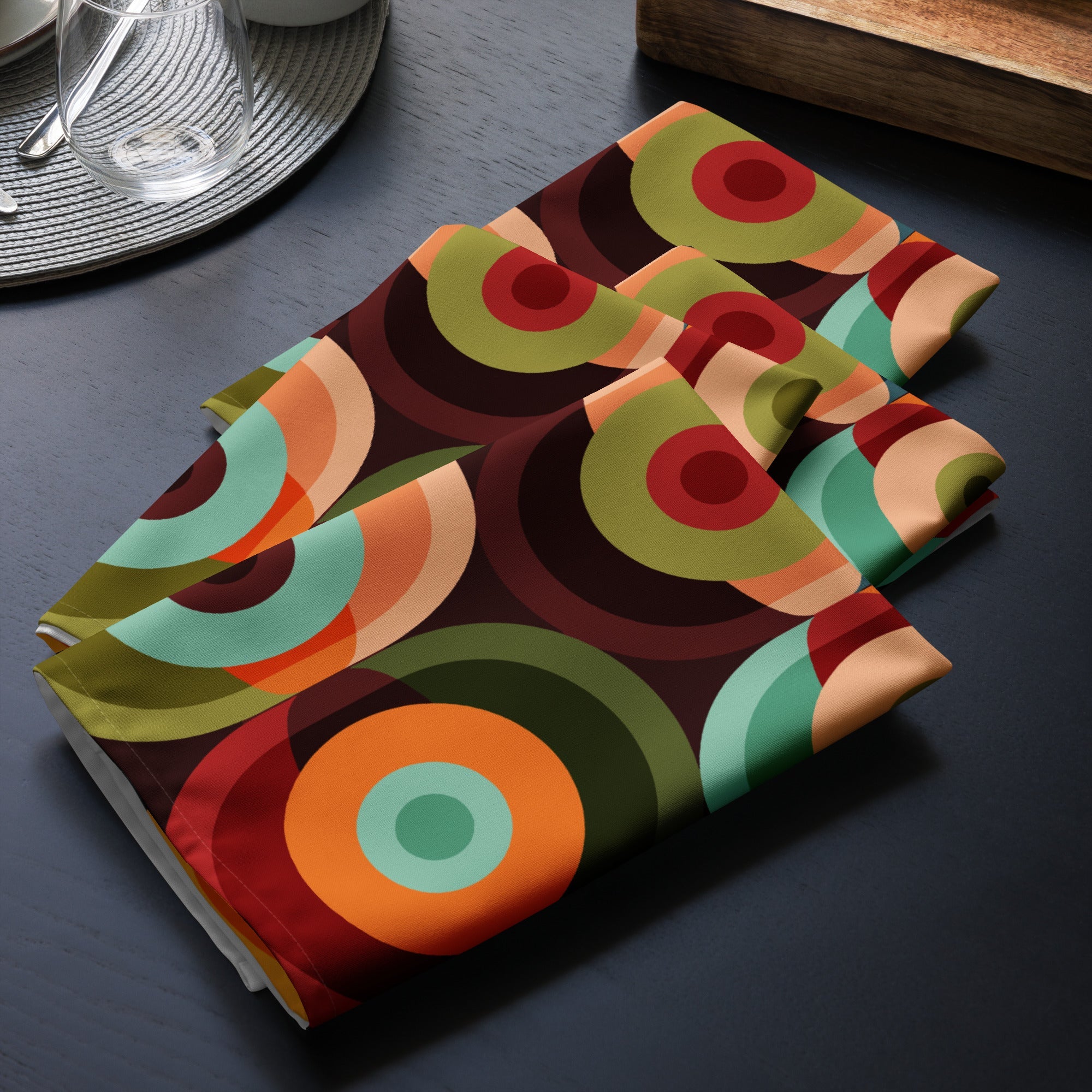 Kate McEnroe New York Retro Groovy Geometric Circle Orbs Set of 4 Cloth Dinner NapkinsNapkinsPMK08.644636