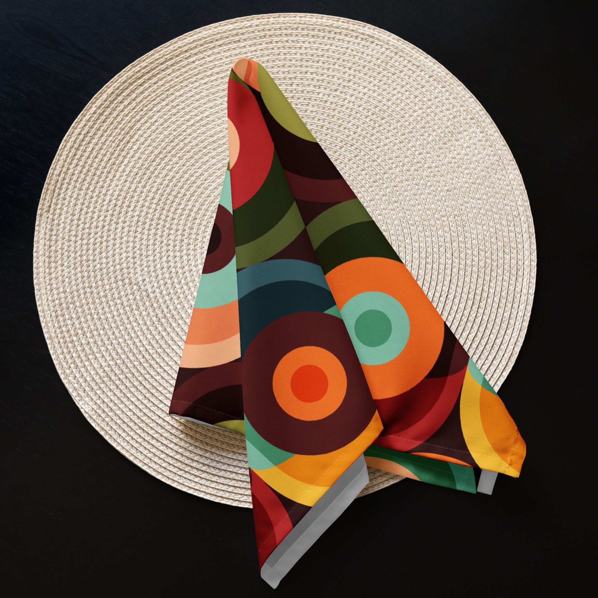 Kate McEnroe New York Retro Groovy Geometric Circle Orbs Set of 4 Cloth Dinner NapkinsNapkinsPMK08.644636