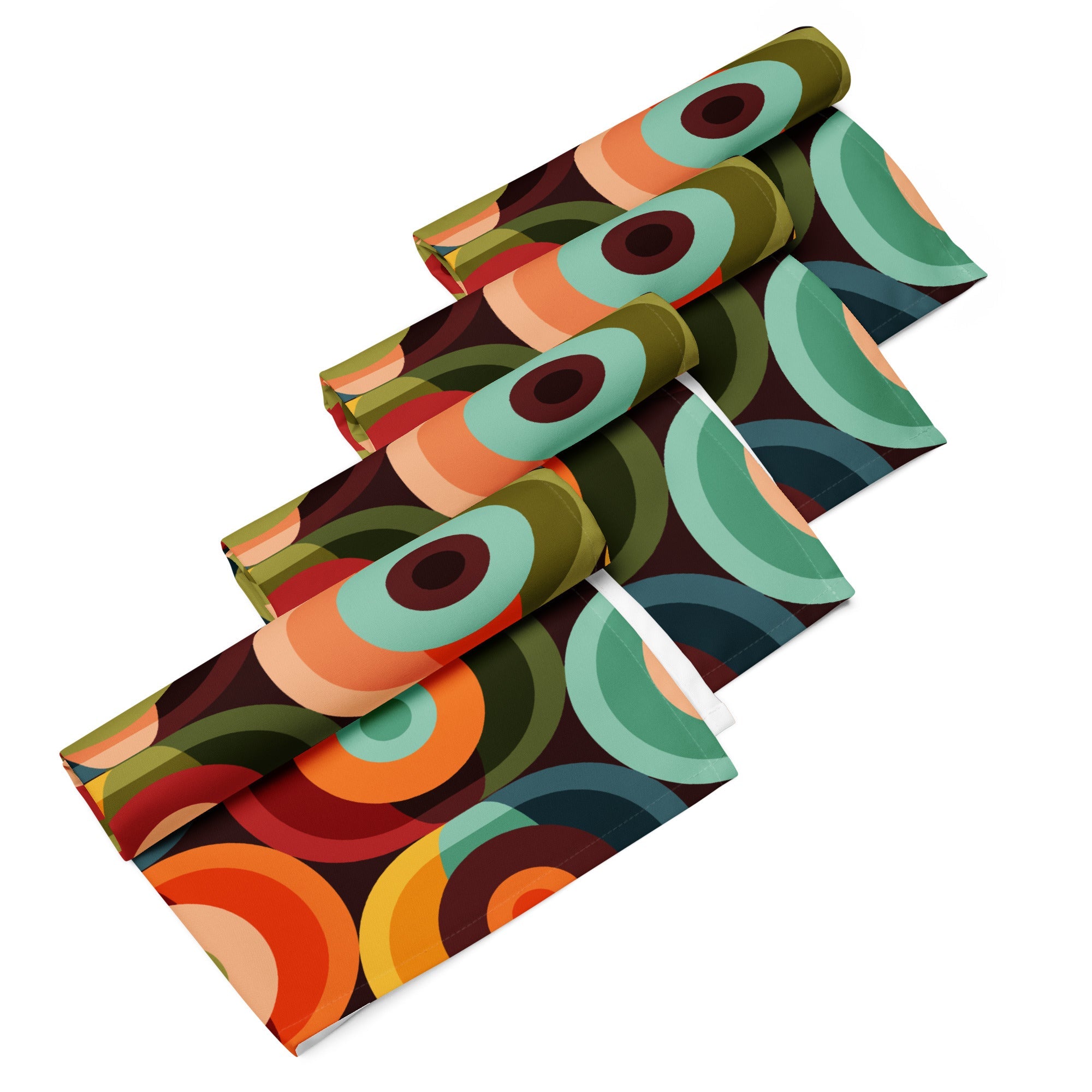Kate McEnroe New York Retro Groovy Geometric Circle Orbs Set of 4 Cloth Dinner NapkinsNapkinsPMK08.644636