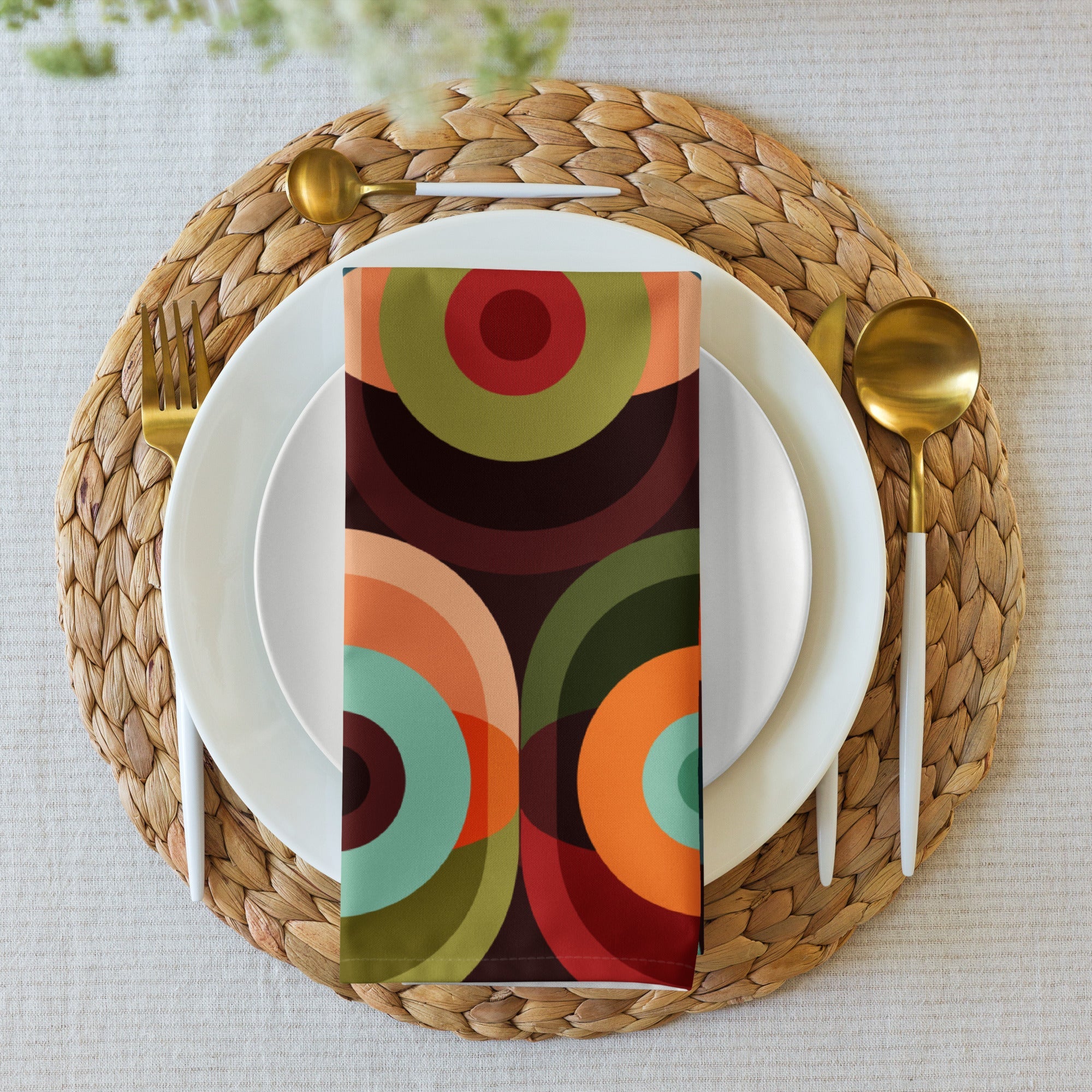 Kate McEnroe New York Retro Groovy Geometric Circle Orbs Set of 4 Cloth Dinner NapkinsNapkinsPMK08.644636