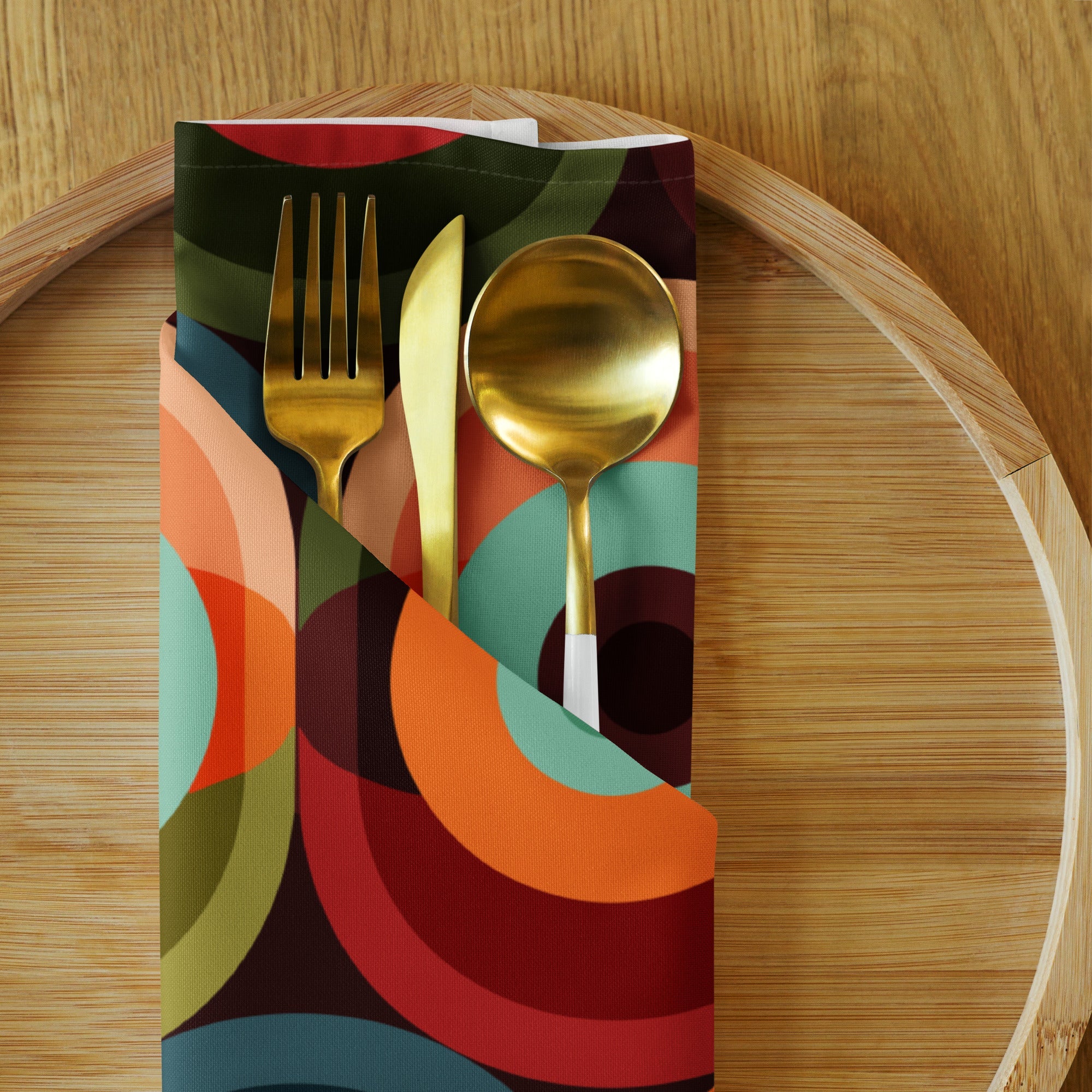 Kate McEnroe New York Retro Groovy Geometric Circle Orbs Set of 4 Cloth Dinner NapkinsNapkinsPMK08.644636