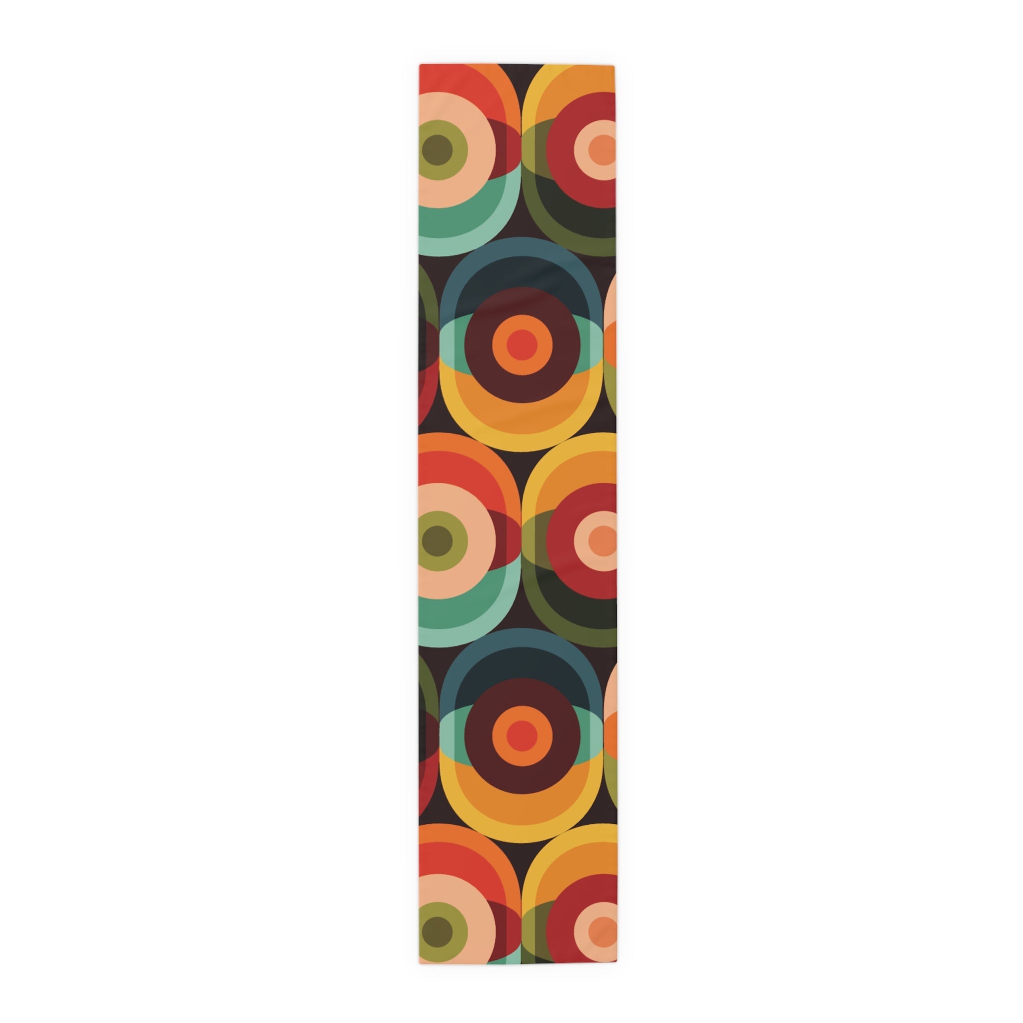 Kate McEnroe New York Retro Groovy Geometric Circle Orbs Table Runner, 70s Mid Century Modern Psychedelic Abstract Table LinensTable Runners51712219944357181454