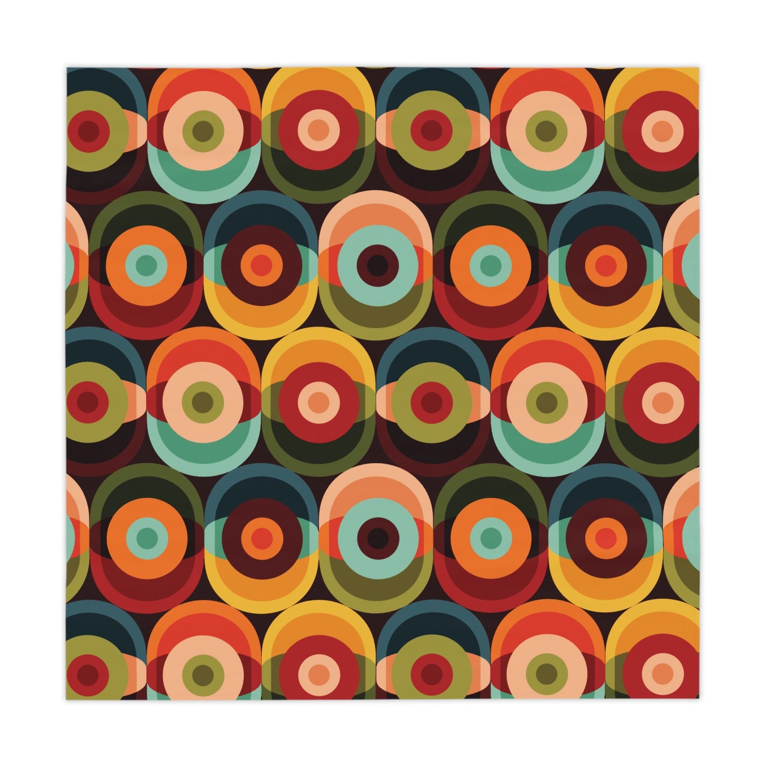 Kate McEnroe New York Retro Groovy Geometric Circle Orbs Tablecloth, 70s Mid Century Modern Psychedelic Abstract Table LinensTablecloths12921271530129230652