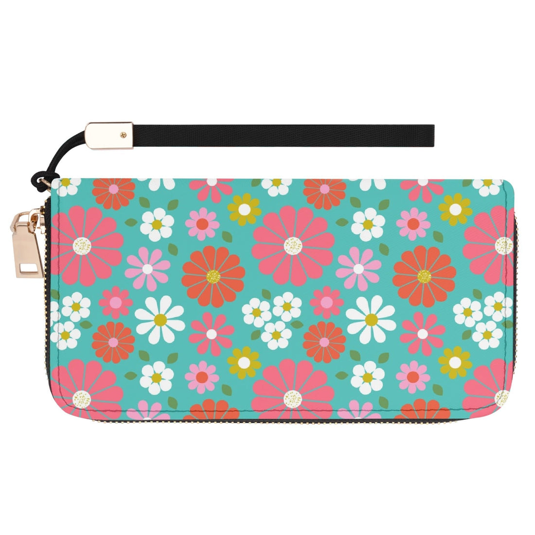 Kate McEnroe New York Retro Groovy Hippie 50s Flower Power Wristlet, Mid Century Modern Daisy Zip Around ClutchWalletsW39695LW - 1