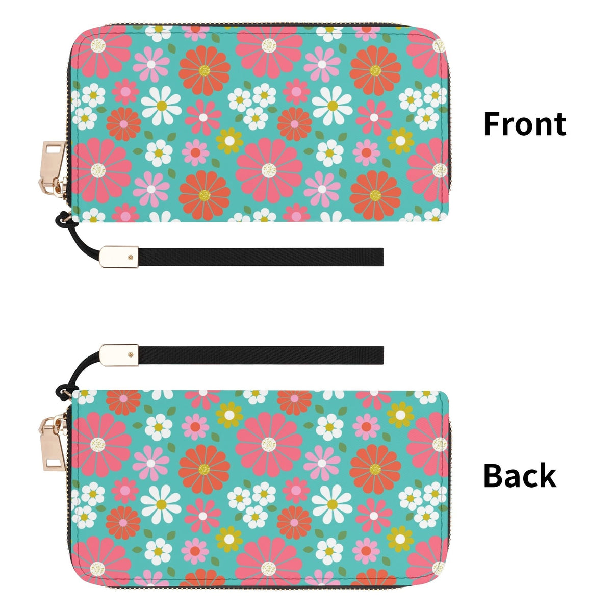 Kate McEnroe New York Retro Groovy Hippie 50s Flower Power Wristlet, Mid Century Modern Daisy Zip Around ClutchWalletsW39695LW - 1
