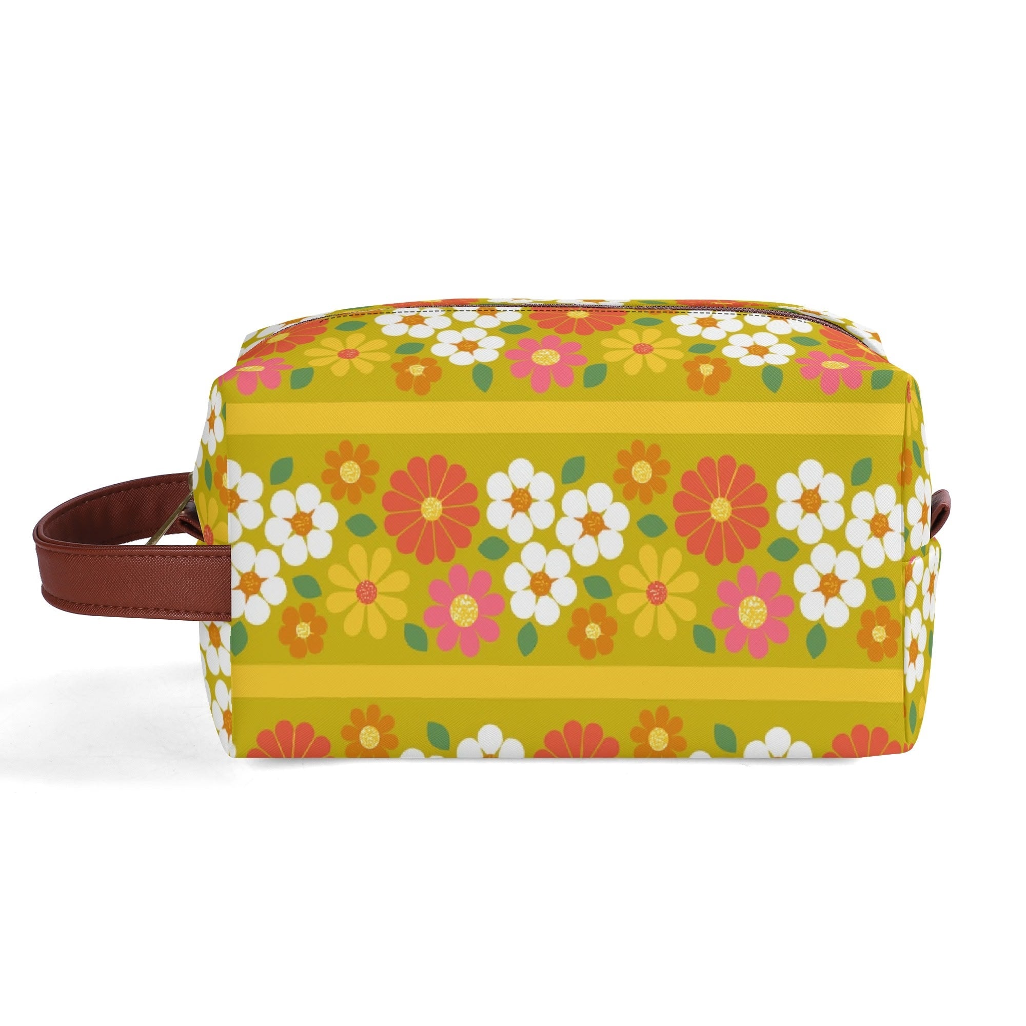 Kate McEnroe New York Retro Groovy Hippie 60s Floral Cosmetic Bag, MCM Daisy Toiletry Bag, Mid Century Modern Vintage Travel CaseCosmetic &amp; Toiletry BagsWLXVXM1W - 1