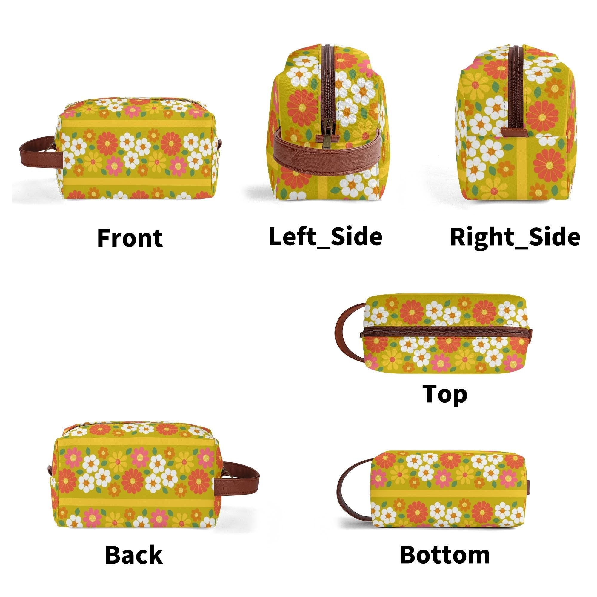 Kate McEnroe New York Retro Groovy Hippie 60s Floral Cosmetic Bag, MCM Daisy Toiletry Bag, Mid Century Modern Vintage Travel CaseCosmetic &amp; Toiletry BagsWLXVXM1W - 1