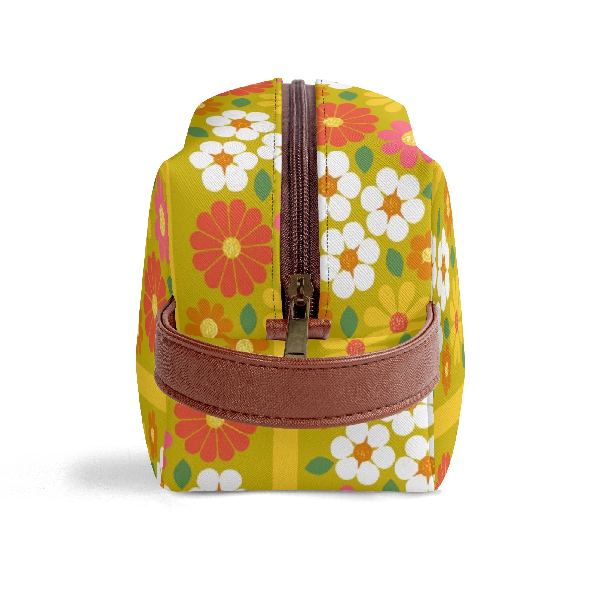 Kate McEnroe New York Retro Groovy Hippie 60s Floral Cosmetic Bag, MCM Daisy Toiletry Bag, Mid Century Modern Vintage Travel CaseCosmetic &amp; Toiletry BagsWLXVXM1W - 1