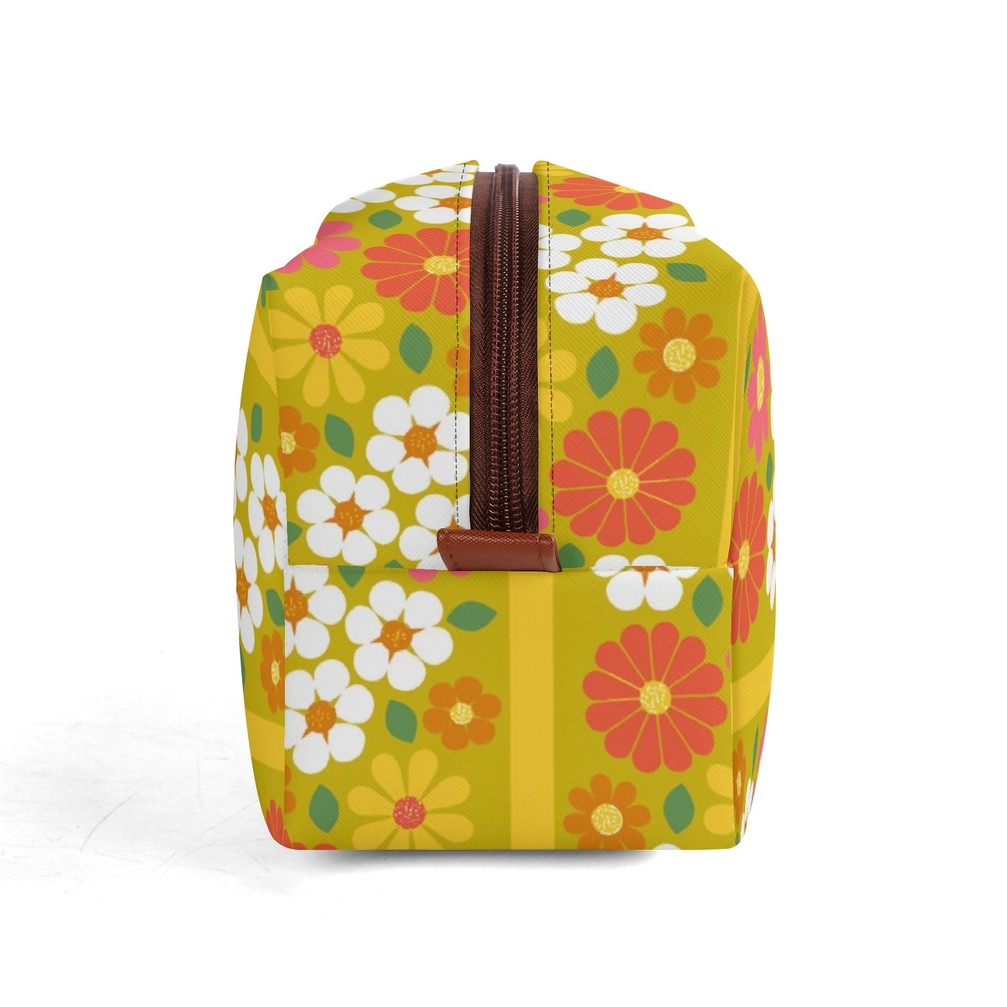 Kate McEnroe New York Retro Groovy Hippie 60s Floral Cosmetic Bag, MCM Daisy Toiletry Bag, Mid Century Modern Vintage Travel CaseCosmetic &amp; Toiletry BagsWLXVXM1W - 1