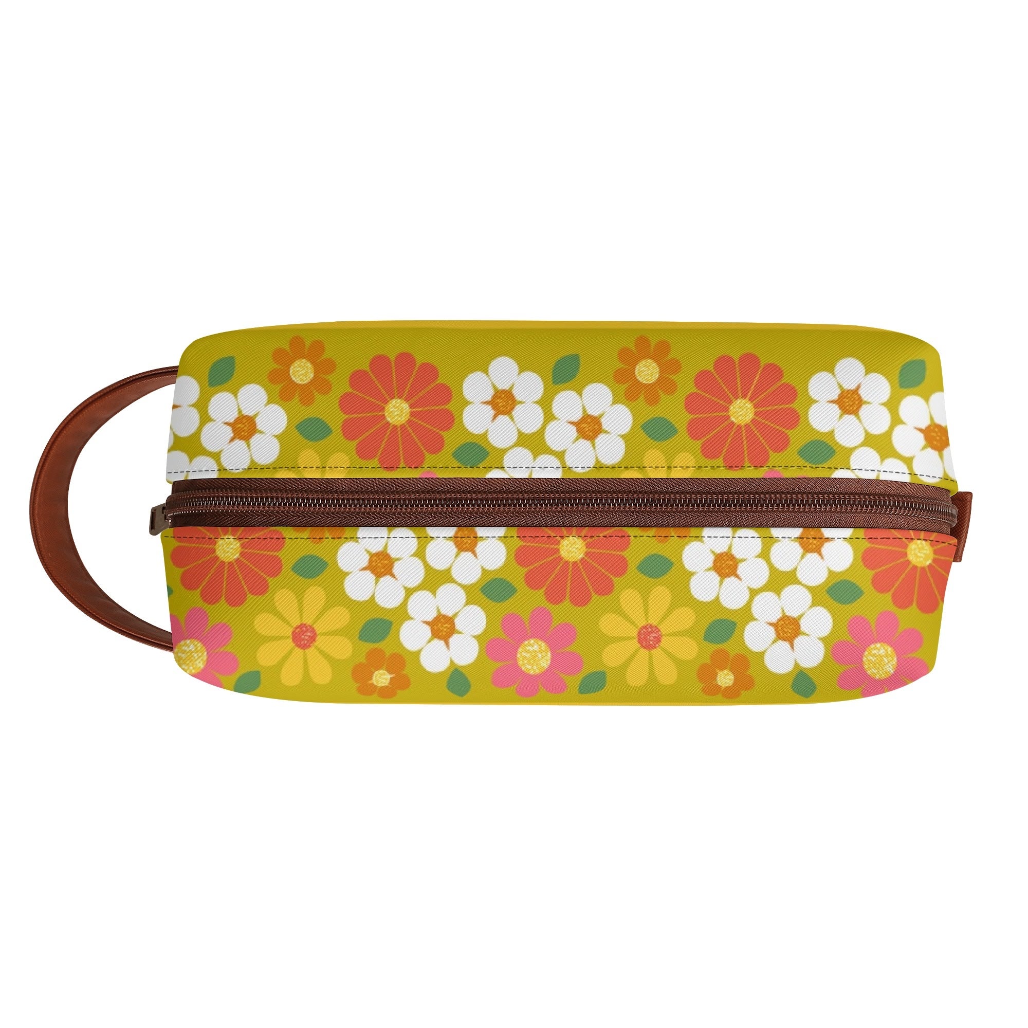 Kate McEnroe New York Retro Groovy Hippie 60s Floral Cosmetic Bag, MCM Daisy Toiletry Bag, Mid Century Modern Vintage Travel CaseCosmetic &amp; Toiletry BagsWLXVXM1W - 1