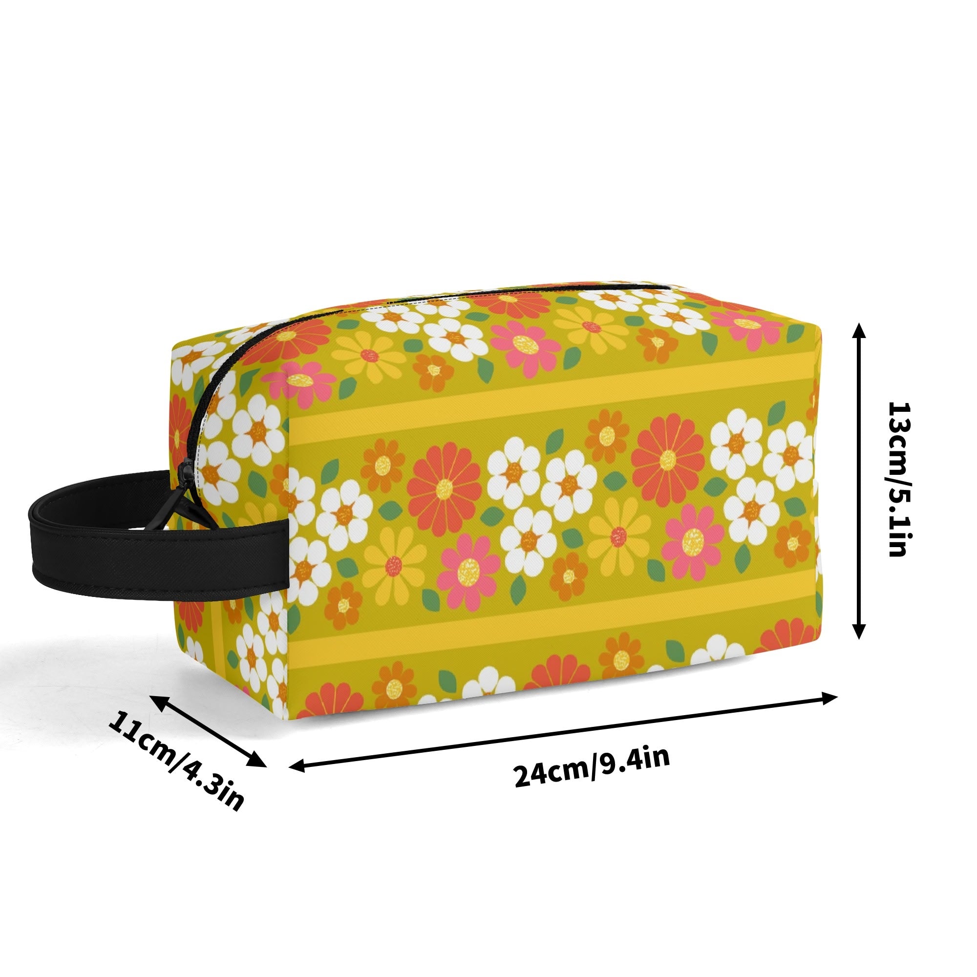 Kate McEnroe New York Retro Groovy Hippie 60s Floral Cosmetic Bag, MCM Daisy Toiletry Bag, Mid Century Modern Vintage Travel CaseCosmetic &amp; Toiletry BagsWLXVXM1W - 2