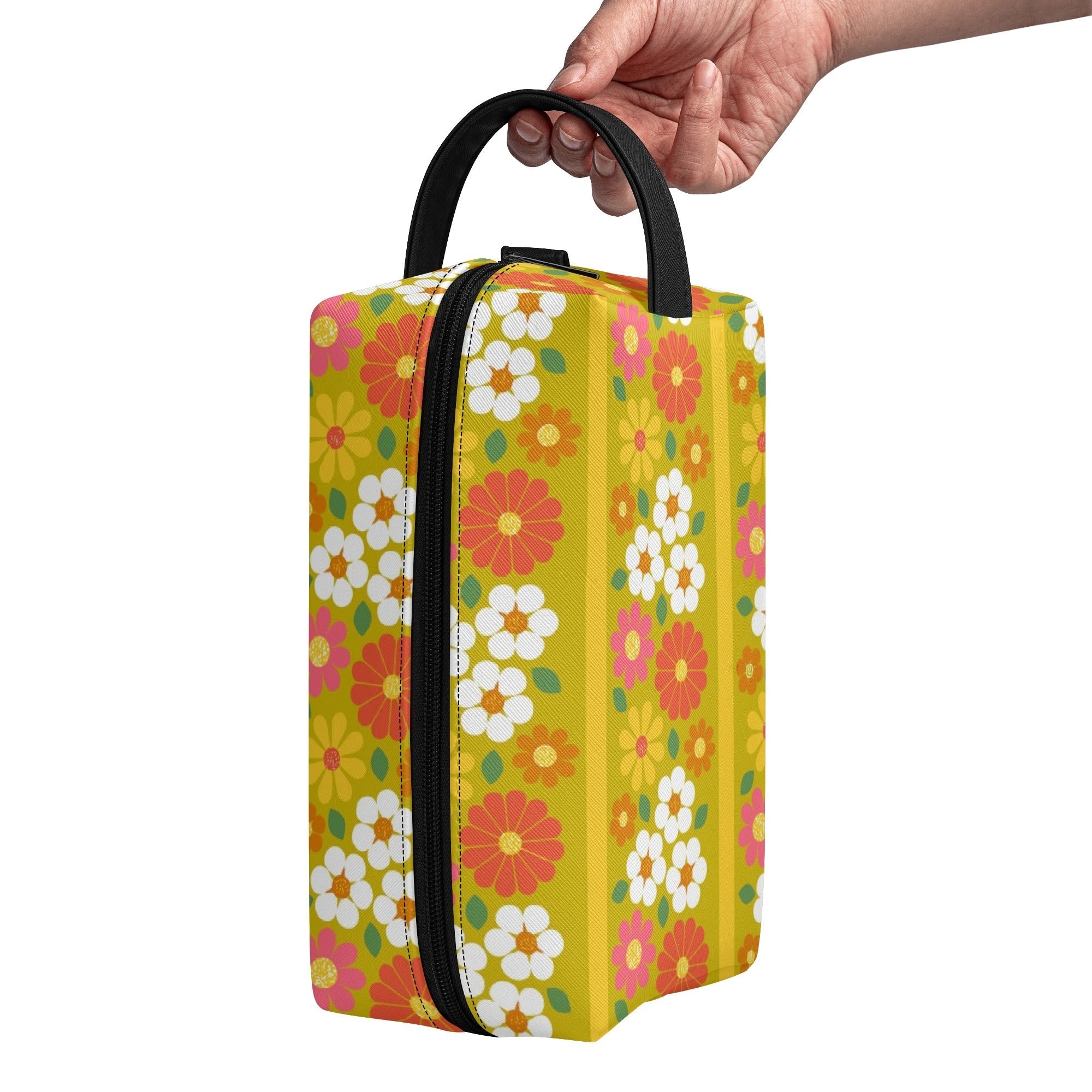 Kate McEnroe New York Retro Groovy Hippie 60s Floral Cosmetic Bag, MCM Daisy Toiletry Bag, Mid Century Modern Vintage Travel CaseCosmetic &amp; Toiletry BagsWLXVXM1W - 2